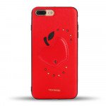 Wholesale iPhone 8 Plus / 7 Plus Apple Design Studs Armor PU Leather Case (Red)